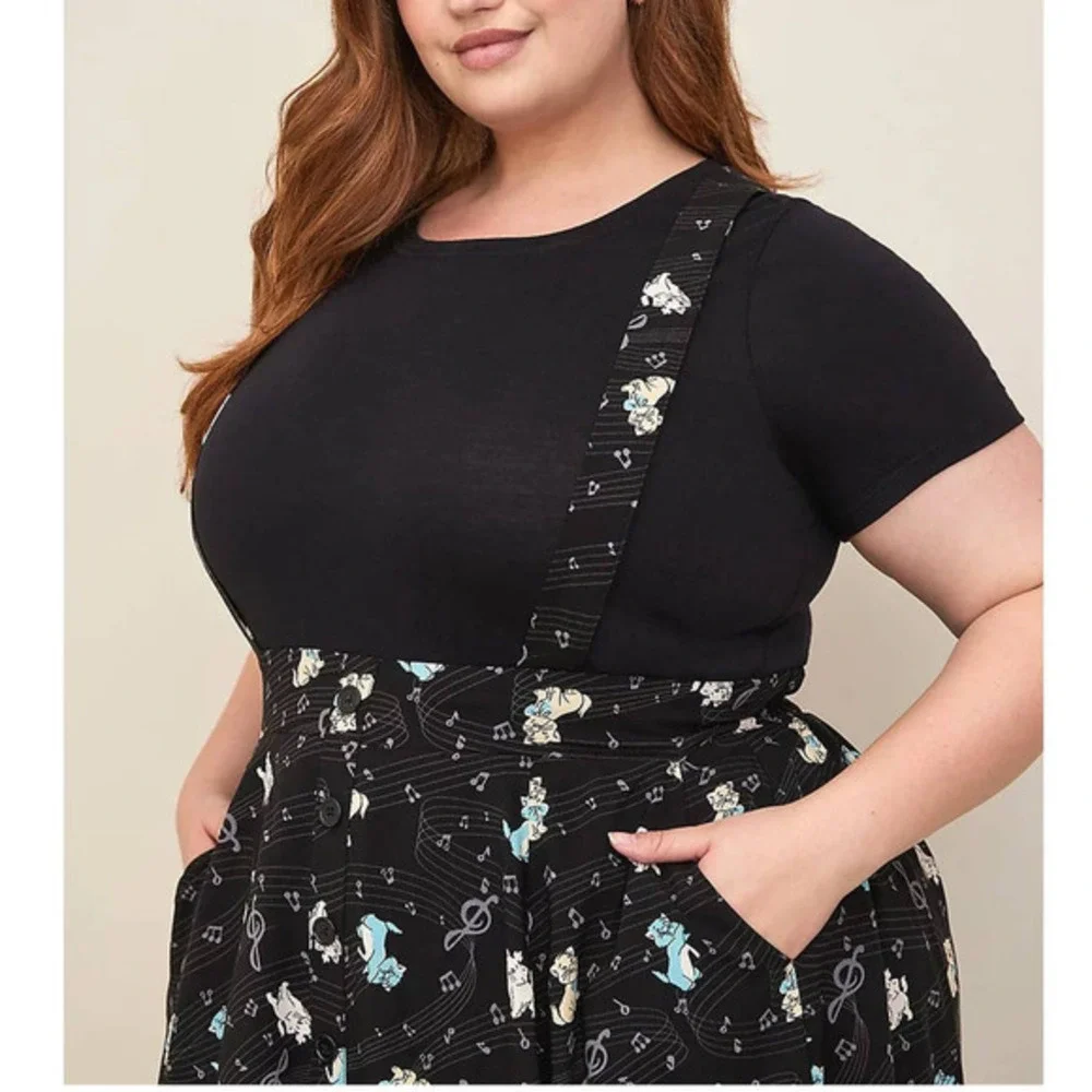 Torrid‎ Disney Aristocats Mini Challis Music Notes Skirtall Skirt w/Pockets 5X